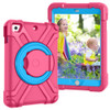For iPad MINI1/2/3 EVA + PC Flat Protective Shell with 360 ° Rotating Bracket(Rose Red+Blue)