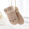 Plus Velvet Thick Warm Cute Halter Mittens Children Gloves, Baby Age:3-6 Years  Old(Sheep Khaki)
