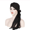 2 PCS Ladies Forehead Cross Chiffon Long Tail Cap Turban Hat, Size:One Size(Black)