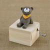 Mini Cute Animal Wooden Hand-cranked Music Box, Music:City in the Sky(Yellow Scarf Bear)