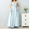 Satin Long Bridesmaid Sisters Skirt Slim Graduation Gown, Size:XL(Ice Blue D)