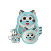 5 PCS /Set Baby Cute Raccoon Feeding Food Dishes Kids Dinnerware(Blue )