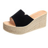 Simple Solid Color Wild Wedge Sandals Slippers, Shoe Size:37(Black)