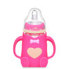 Baby Silicone Glass Bottles Drop-proof and Flatulence-proof Glass Baby Bottle(Style 1 Rose Red)