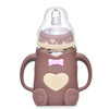 Baby Silicone Glass Bottles Drop-proof and Flatulence-proof Glass Baby Bottle(Style 1 Coffee)