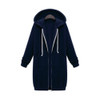 Women Hooded Long Sleeved Sweater In The Long Coat, Size:M(Navy Blue)