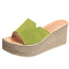 Simple Solid Color Wild Wedge Sandals Slippers, Shoe Size:35(Green)