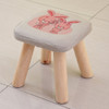 Solid Wood Fabric Square Stool Creative Children Chair Sofa Wooden Stool(Rabbit)