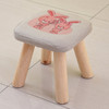 Solid Wood Fabric Square Stool Creative Children Chair Sofa Wooden Stool(Rabbit)