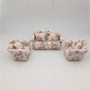 1:12 Doll House Furniture Decoration Three-piece Mimulation Sofa(Beautiful Flower Cluster)