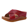 Thick-Bottomed Muffin Wedge Sandals, Shoe Size:40(Red)