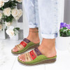 Vintage Casual Thick Bottom Wedges Open Toe Slippers for Women, Shoe size:35(Green)