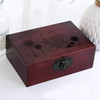 Exquisite Small Wooden Box Antique Lockable Jewelry Sundries Storage Box, Size:S(Wine Red - Dandelion)