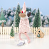 2 PCS Christmas Fringed Deer Doll Accessories Scene Decoration(Pink )