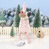 2 PCS Christmas Fringed Deer Doll Accessories Scene Decoration(Pink )