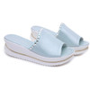 Women PU Leather Sandals Slides Wedges Platform Shoes, Size:39(Blue)