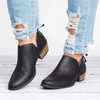 Autumn And Winter Pointed Low-Heeled Boots Women Low Tube Boots, Shoe Size:36(Black)