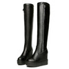 Faux Leather Zipper Style Long Boots High Heel, Size:39(Black Single)