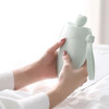 Silicone Hot Water Bottle Bag Cute Heart Shaped Hand Warmer(Green)