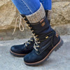 Winter Boots Women Boots Round Toe Platform Warm Females Boots Shoes, Size:35(Black)