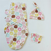 Spring  Summer Cotton Baby Infant Bags Towels Sleeping Bags Knitted Cloth Cap Set, Size:S (50x70 CM)(Donuts)