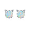 DIY Earrings Cat Sterling Silver Earrings Zircon Earrings(Silver)