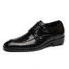 Crocodile Pattern Business Flat Bottom Leather Formal Shoes, Size:48(Black)