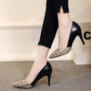 Snake Pattern Pointed Toe Pumps Women Sexy Thin High Heels, Size:39(Black 8cm)