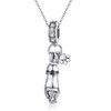 S925 Sterling Silver Sticky Cat DIY Bracelet Charm, Style:Pendant+Chain