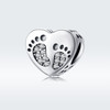 Heart-shaped Footprint Beaded S925 Sterling Silver Loose Beads DIY Bracelet Silver Beads