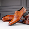 Male Autumn Top-grain Leather Pointed Business Dress Shoes, Size:47(Light Brown)