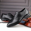 Male Autumn Top-grain Leather Pointed Business Dress Shoes, Size:46( Black)