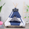 Cotton Canvas Pet Tent Cat and Dog Bed with Cushion, Specification: Medium 50×50×60cm(White Dots)