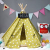 Cotton Canvas Pet Tent Cat and Dog Bed with Cushion, Specification: Medium 50×50×60cm(Yellow Triangle)