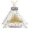 Cotton Canvas Pet Tent Cat and Dog Bed with Cushion, Specification: Small 40×40×50cm(Beige Star )