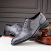 Male Autumn Top-grain Leather Pointed Business Dress Shoes, Size:43(Gray)