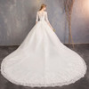 Off Shoulder Half Sleeved Lace Trailing Slimming Wedding Dress, Size:M(Full-length)
