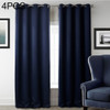 4 PCS High-precision Curtain Shade Cloth Insulation Solid Curtain, Size: 42×63 Inch（107×160CM）(Dark Blue)