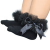 3 Pairs Bow Lace Socks Baby Cotton Ankle Socks, Size:M(Black)