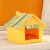 Removable Washable Dog House Warm Soft Home Shape Bed With Cushion for Dog Cat, Size:M (Yellow)