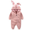 Spring and Autumn Babies Big Rabbit Ear Zipper Bodysuit, Size:59CM(Pink)