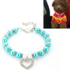 5 PCS Pet Supplies Pearl Necklace Pet Collars Cat and Dog Accessories, Size:S(Lake Blue)