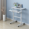 Dual Desktop Hand-Cranked Lifting Stand Office Computer Desk, Style:With Reinforcing Bar(Pure White)