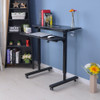 Dual Desktop Hand-Cranked Lifting Stand Office Computer Desk, Style:Without Reinforcing Bar(Black Willow Wood)