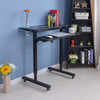 Dual Desktop Hand-Cranked Lifting Stand Office Computer Desk, Style:Without Reinforcing Bar(Black Willow Wood)