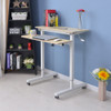 Dual Desktop Hand-Cranked Lifting Stand Office Computer Desk, Style:Without Reinforcing Bar(White Maple)