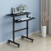 Dual Desktop Hand-Cranked Lifting Stand Office Computer Desk, Style:With Reinforcing Bar(Black Willow Wood)