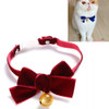 5 PCS Velvet Bowknot Adjustable Pet Collar Cat Dog Rabbit Bow Tie Accessories, Size:S 17-30cm, Style:Bowknot With Bell(Red)