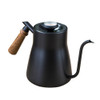 304 Stainless Steel Coffee Hand Pot Wooden Handle Coffee Pot Teflon Long-Mouth Slender Pot, Style: With Thermometer