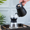 304 Stainless Steel Coffee Hand Pot Wooden Handle Coffee Pot Teflon Long-Mouth Slender Pot, Style: With Thermometer